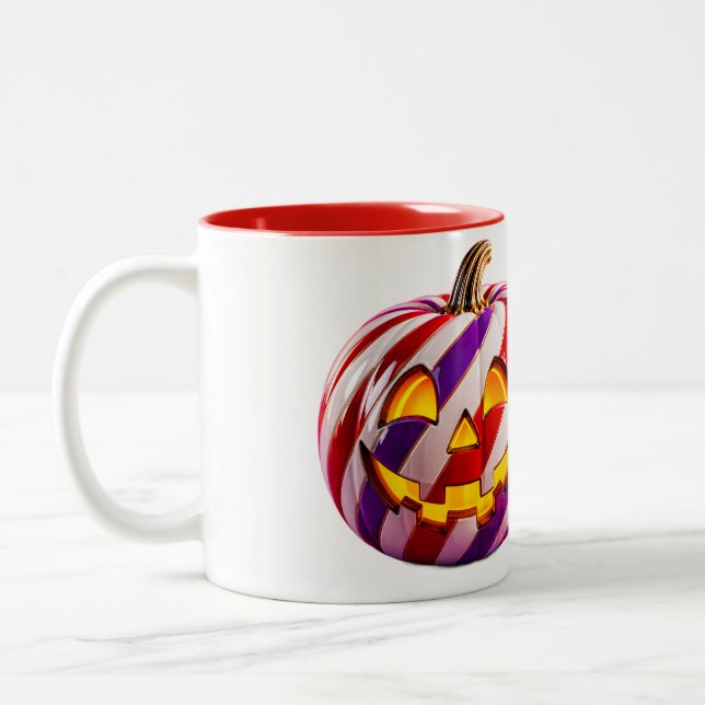 De Café Em Dois Tons Caneca Candy Stripe Pumpkin I (Esquerda)
