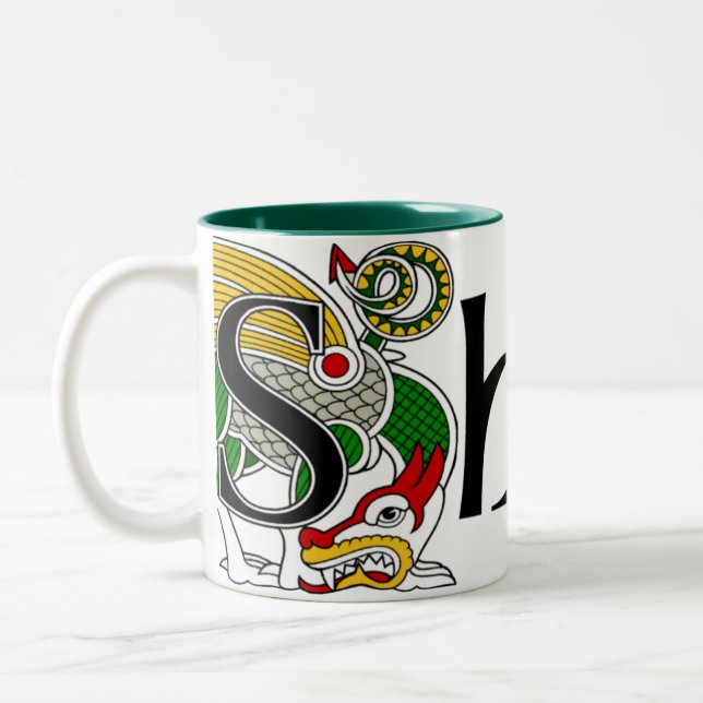 De Café Em Dois Tons Caneca celta do dragão do Shea (Esquerda)