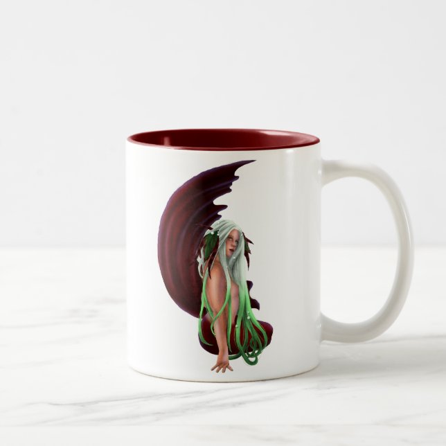 De Café Em Dois Tons Caneca cerâmica da sereia enluarada (Direita)