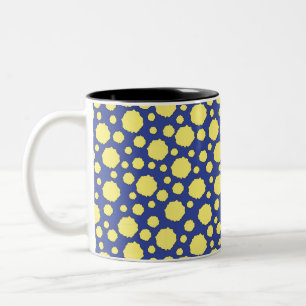 De Café Em Dois Tons Caneca círculos amarelos geométricos divertidos