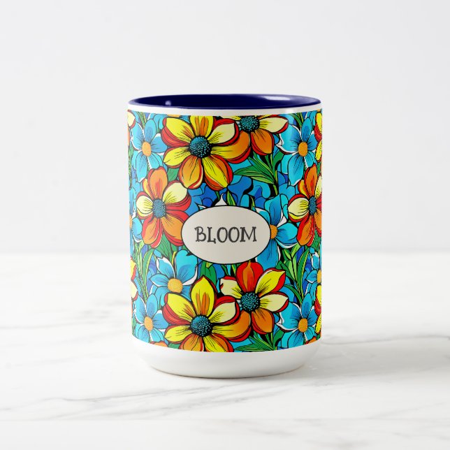 De Café Em Dois Tons Caneca Clássica Bloom Botânica (Centro)
