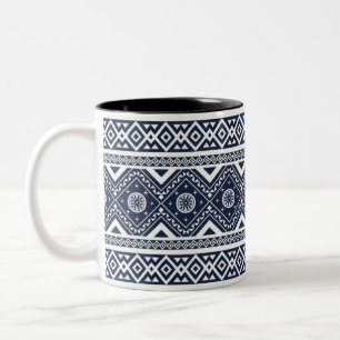 De Café Em Dois Tons Caneca Clássica com Padrão Tribal Geométrico Preto