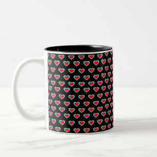 De Café Em Dois Tons Caneca Clássica Corações Preto - Tri Color, 325 ml