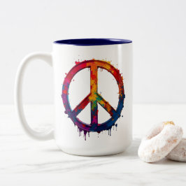 De Café Em Dois Tons Caneca colorida com símbolo da paz