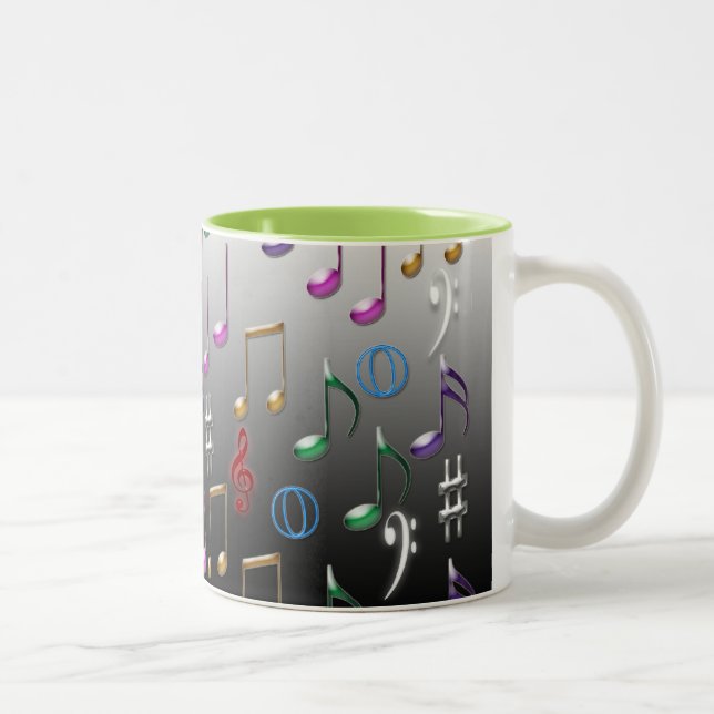 De Café Em Dois Tons Caneca colorida das notas musicais (Direita)