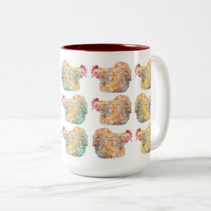 De Café Em Dois Tons Caneca colorida do Dois-Tom das galinhas do