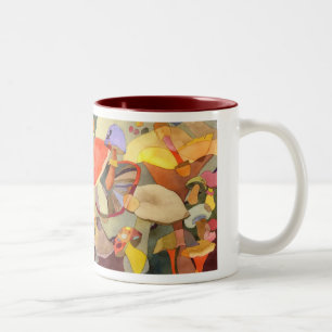 De Café Em Dois Tons Caneca colorida dos cogumelos