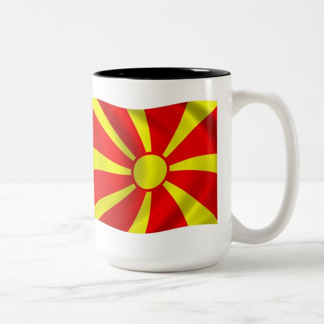 De Café Em Dois Tons Caneca com a Bandeira da Macedônia (Direita)
