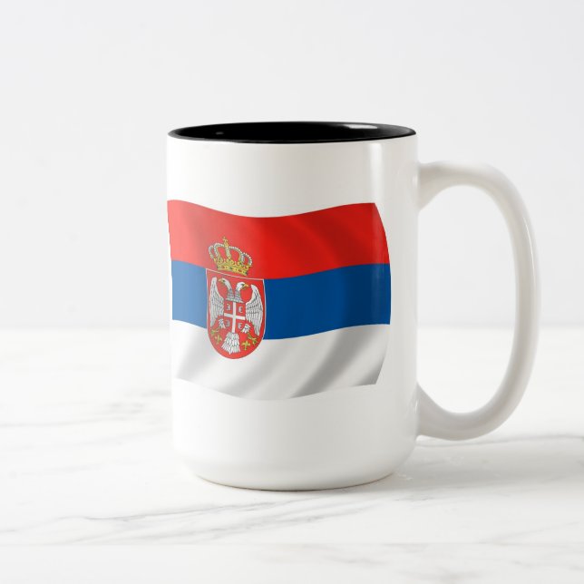 De Café Em Dois Tons Caneca com a Bandeira da Sérvia (Direita)