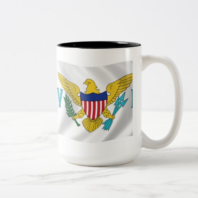 De Café Em Dois Tons Caneca com a Bandeira das Ilhas Virgens Americanas (Direita)