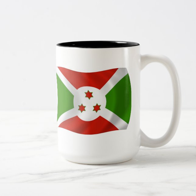 De Café Em Dois Tons Caneca com a Bandeira do Burundi (Direita)