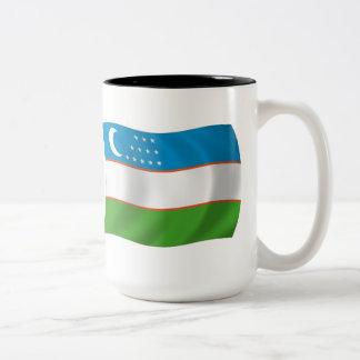 De Café Em Dois Tons Caneca com a Bandeira do Uzbequistão