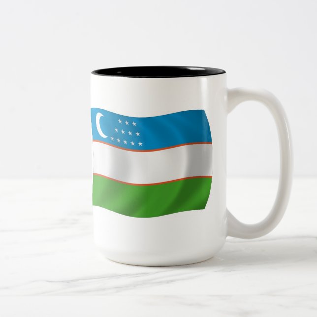 De Café Em Dois Tons Caneca com a Bandeira do Uzbequistão (Direita)