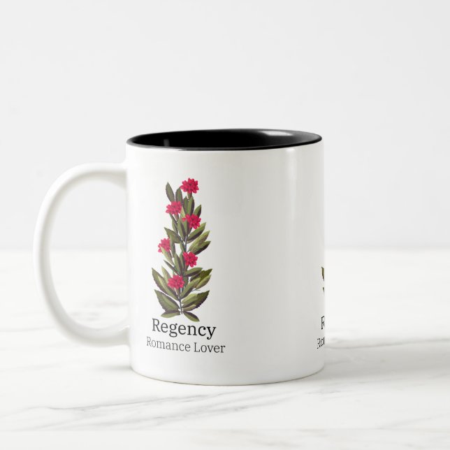 De Café Em Dois Tons Caneca com design floral vermelho romance amantes, (Esquerda)