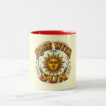 Caneca com Emblema Retro 'Erga-se com o Sol'