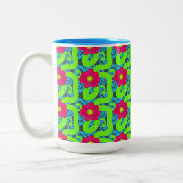 De Café Em Dois Tons Caneca com Estampa Floral Tropical