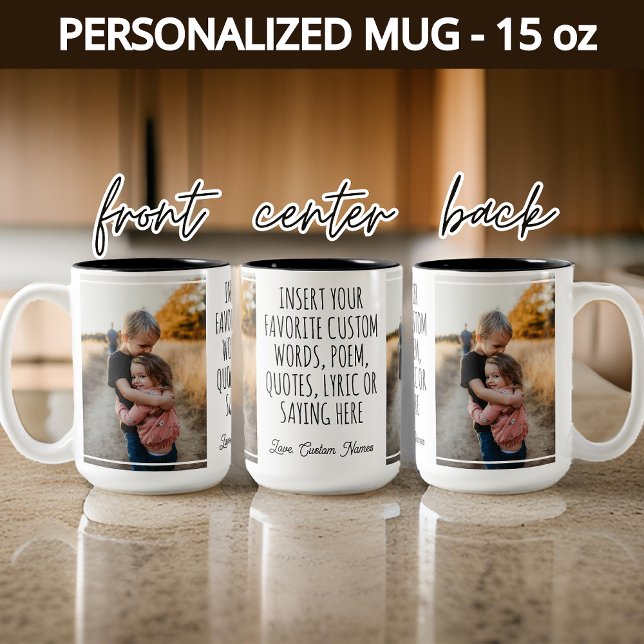 De Café Em Dois Tons Caneca com Foto e Palavras Personalizadas, Present (custom name mug, graduation gift, bridesmaid gift, bridesmaid proposal mug, baby shower gift)