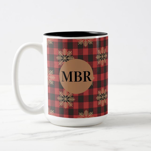De Café Em Dois Tons Caneca com Monograma da Cozinha Country com Flocos (Esquerda)
