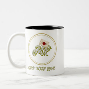 De Café Em Dois Tons Caneca com Monograma MR Personalizável Selada com