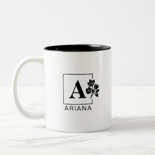 De Café Em Dois Tons Caneca com Monograma Personalizado Elegante - Pret