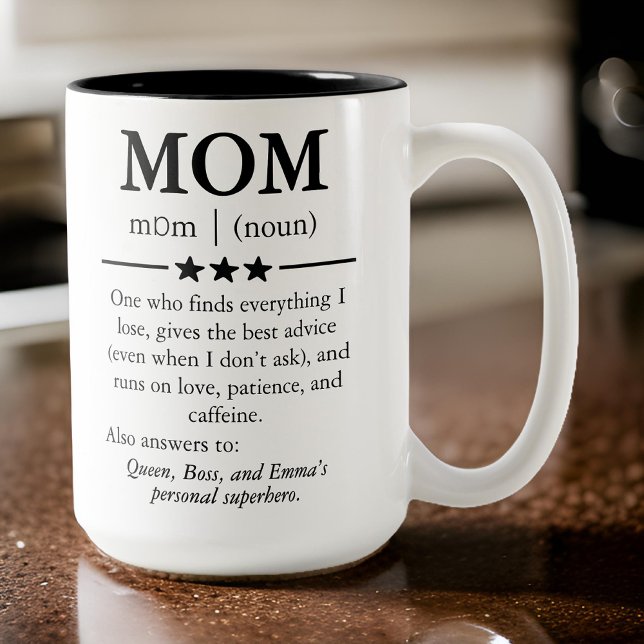 De Café Em Dois Tons Caneca com nome personalizado, Presente para mãe,  (custom name mug, gift for mom, mothers day gift, mama gift, birthday gift for mom, mom gift idea)