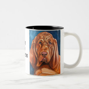 De Café Em Dois Tons Caneca com pintura a óleo do Bloodhound marrom