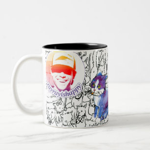 De Café Em Dois Tons Caneca com Rabiscos do Logotipo do RayRay