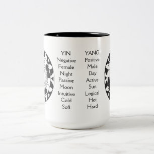 De Café Em Dois Tons Caneca com Significados do Símbolo Asiático Yin e