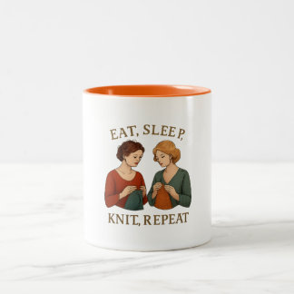 De Café Em Dois Tons Caneca - Comer, Dormir, Tricotar, Repetir
