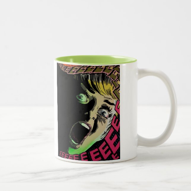 De Café Em Dois Tons Caneca CÓMICA gritando da ARTE do POP da mulher (Direita)