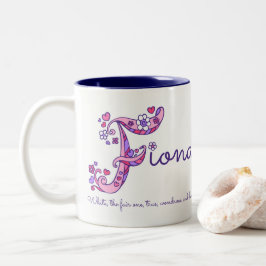De Café Em Dois Tons Caneca conhecida do monograma da flor F do coração