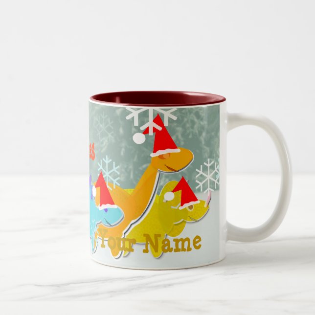 De Café Em Dois Tons Caneca conhecida dos dinossauros do Feliz Natal (Direita)
