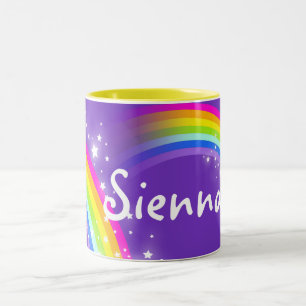 De Café Em Dois Tons Caneca conhecida personalizada do roxo do