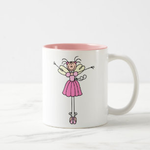 De Café Em Dois Tons Caneca cor-de-rosa bonito da bailarina do anjo