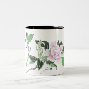 De Café Em Dois Tons Caneca cor-de-rosa da flor