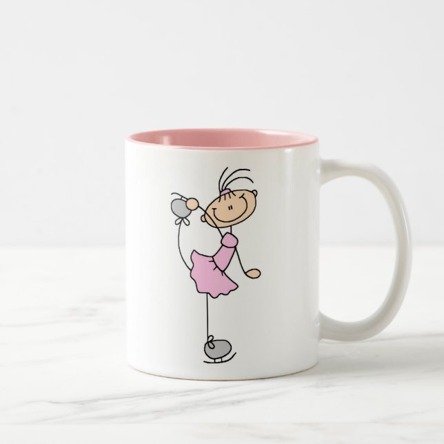 De Café Em Dois Tons Caneca cor-de-rosa da menina do patinagem no gelo (Direita)