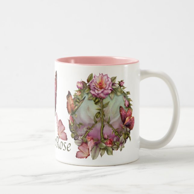De Café Em Dois Tons Caneca cor-de-rosa da paz (Direita)