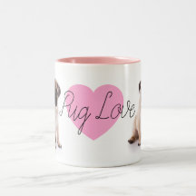 Caneca cor-de-rosa do amor do Pug