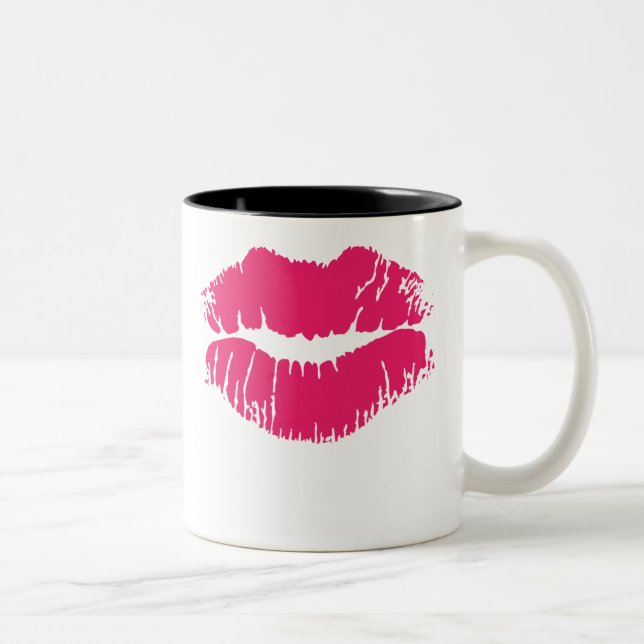 De Café Em Dois Tons Caneca cor-de-rosa do batom (Direita)