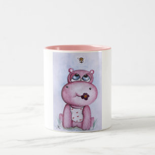De Café Em Dois Tons Caneca cor-de-rosa do hipopótamo