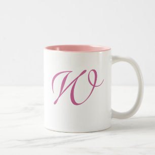 De Café Em Dois Tons Caneca cor-de-rosa Monogrammed para a coleção do