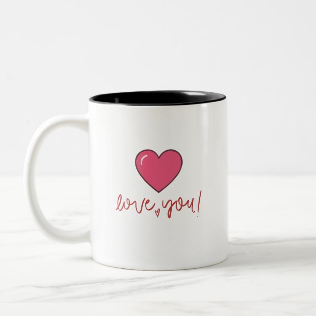 De Café Em Dois Tons Caneca Coração Ama Você (Esquerda)