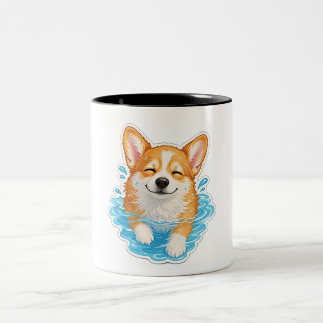 De Café Em Dois Tons Caneca Corgi Fofa, (Centro)