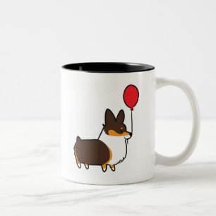 De Café Em Dois Tons Caneca CorgiThings do balão do Corgi da Tri Cor