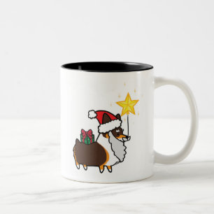 De Café Em Dois Tons Caneca   CorgiThings do Corgi do papai noel da Tri