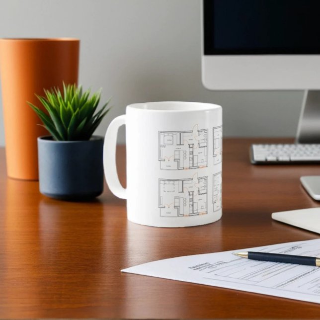 De Café Em Dois Tons Caneca Corporativa com Planta Baixa (Criador carregado)