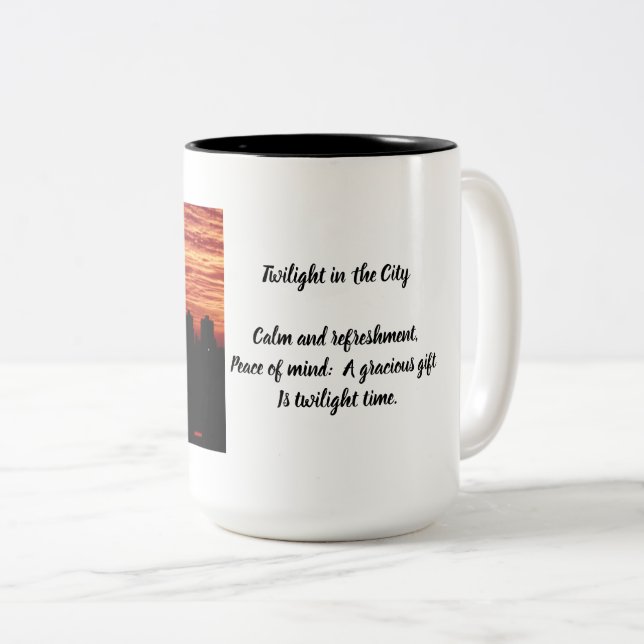 De Café Em Dois Tons Caneca Crepúsculo na Cidade (Frente Esquerda)