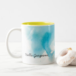 De Café Em Dois Tons Caneca customizável da aguarela do Aqua da cerceta