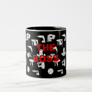 De Café Em Dois Tons Caneca customizável da equipe da construção