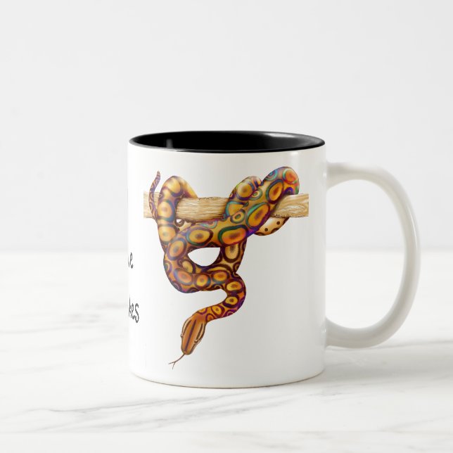 De Café Em Dois Tons Caneca customizável do cobra da boa do arco-íris (Direita)